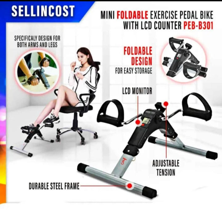 Portable Mini Cycle Pedal Exerciser with Adjustable Resistance and Digital Display