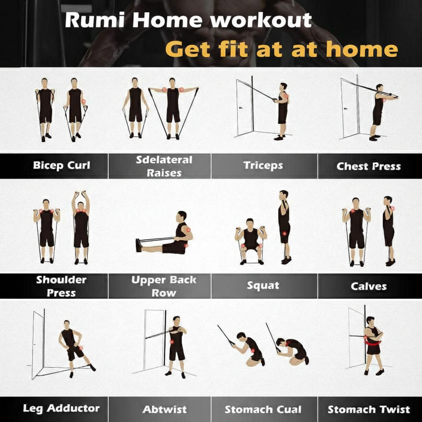Rumi Home Gym kit with one year warranty-Daily Body Strength Training At Home