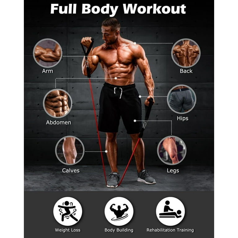 Resistance Bands Set for Home Workout by Rumi Fitness (1 year warranty)