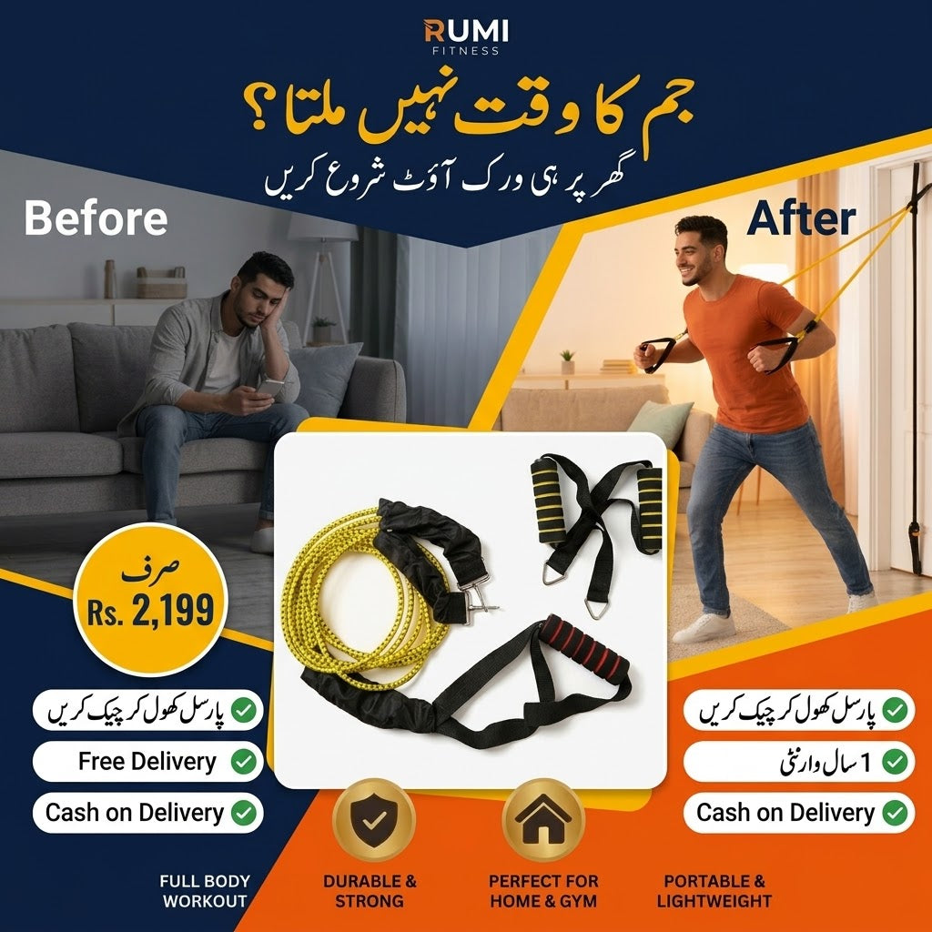 11 Pcs Resistance Bands Set for Home Workout by Rumi Fitness (1 year warranty)