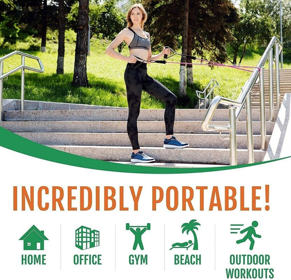 Resistance Bands Set with Belt- One Year Warranty