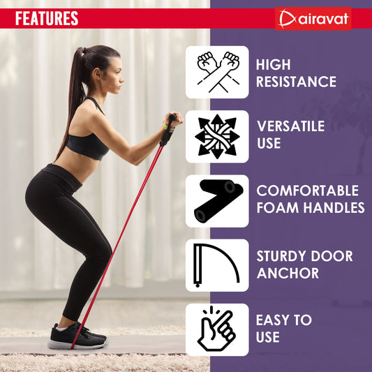 Resistance Bands Set for Home Workout by Rumi Fitness (1 year warranty)