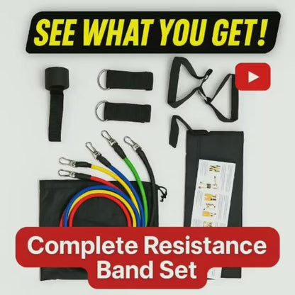 Resistance Bands Set with Belt- One Year Warranty
